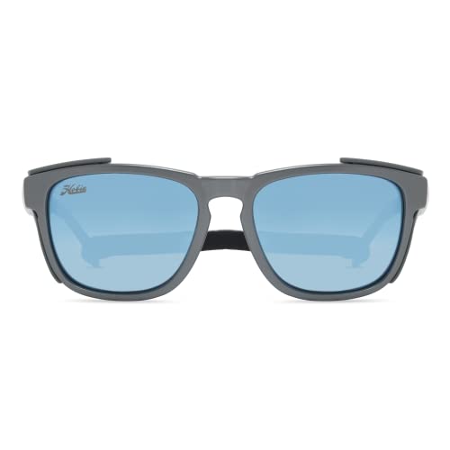 Hobie Monarch Polarized Square Sunglasses, Satin Metallic Grey Frame/Grey w/Cobalt Mirror Lens, 53MM2