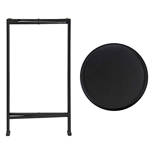 Image of Kate and Laurel Celia Round Metal Foldable Accent Table with Tray Top, Black