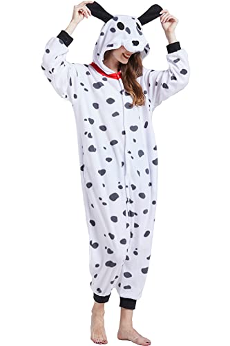 HEWERON Adult Cartoon Onesie Pajamas Animal Spotty Dog Cosplay Costume Homewear Sleepwear for Women and Men