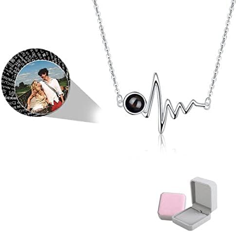 wikkeny Personalized Photo Projection Necklace, 925 Sterling Silver Custom Name I Love You 100 Languages Pendant Jewelry Gifts Women Girls,silver