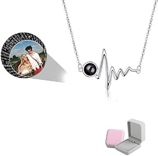 wikkeny Personalized Photo Projection Necklace, 925 Sterling Silver Custom Name I Love You 100 Languages Pendant Jewelry Gifts Women Girls,silver