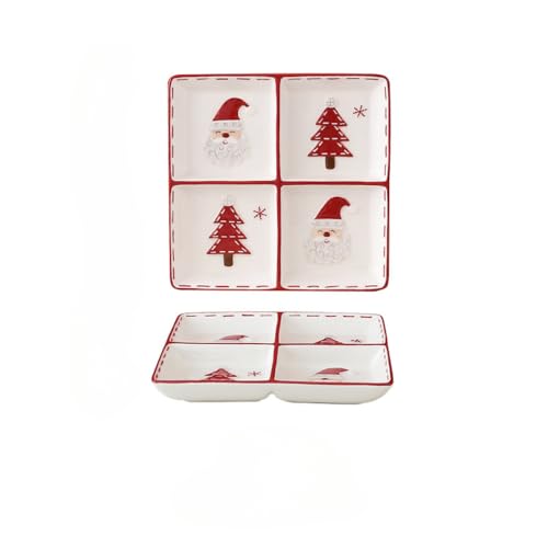 Christmas Ceramic Cup Santa Claus Mug Elk Cream Pot Tray Western Food Plate (Four-grid plate)