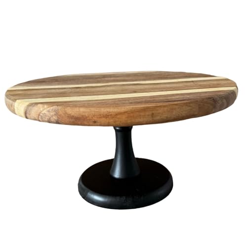 Ioensy Cupcake Stand Piatto Porta Torta Vassoio Biscotti Supporto Frutta in Legno Raffinato Da Buffet Adatto per Regalo Decorazione Cucina Compleanno, 25 Cm
