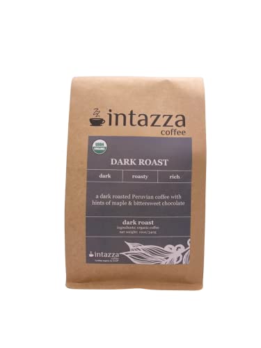 Intazza Organic Whole Bean Coffee (12oz bag) Sourced responsibly and roasted in Murrieta, CA (Dark Roast)