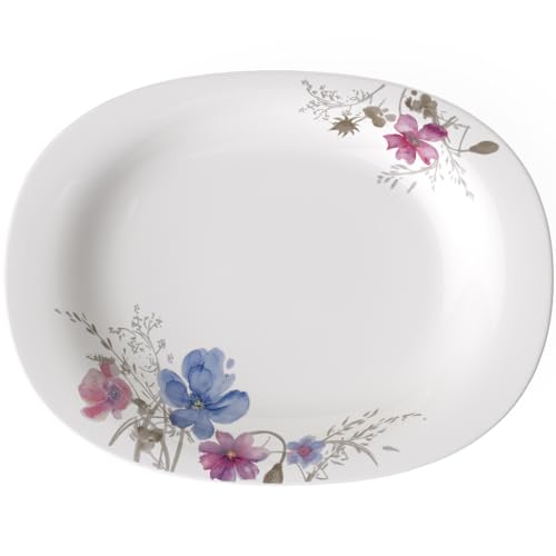 Villeroy und Boch Mariefleur Gris Basic Servierplatte, Premium Porzellan, Weiß/Bunt Villeroy und Boch Mariefleur Gris Basic Servierplatte, Premium Porzellan, Weiß/Bunt