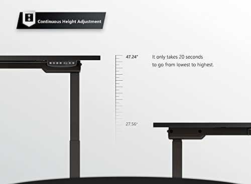 Banti Triple Motors L-Shaped Electric Standing Desk, 63 Inches Adjustable Height Stand Up Desk, Sit Stand Home Office Desk With Black Top/Black Frame #TOP6