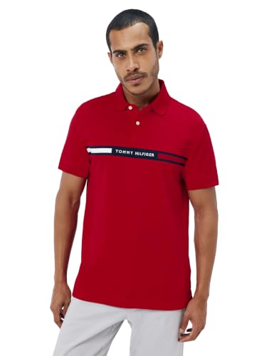 Tommy Hilfiger Herren Poloshirt Kurzarm Chest Insert Regular Fit, Rot (Primary Red), XXL – Ansicht 1