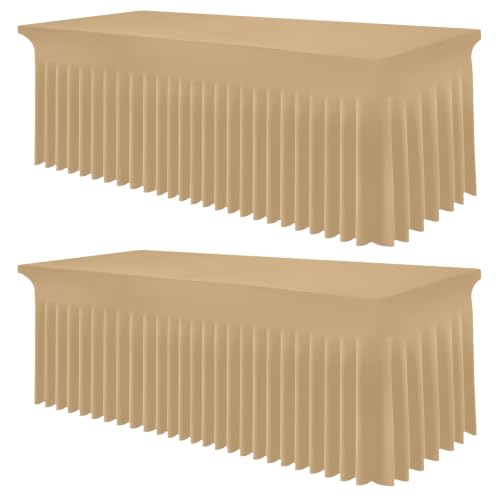 Image of Smiry 2 Pack Spandex Elastic Fitted Table Cloth Skirt for 8FT Table