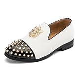 Meijiana Boys Dress Shoes - Fashion Velvet Pull-On with Buckle - Casual Low-Heels for Toddlers - White Wedding Shoes - Rubber Sole Boys Shoes for Party and Formal Events, White-03, 5 US