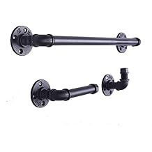 Industrial 3 Pieces Pipe Kit Includes 18" Towel Rack Robe Hook and Toilet Paper Holder Rustic Bathroom Hardware Set Farmhouse Wall Mounted Towel Bar Accessories for Bathroom