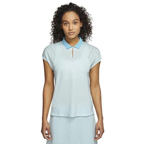 Nike Women's Polo Shirt Polyester/Spandex Blend Dry Ace Keyhole Golf Polo Blue (Large)
