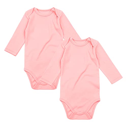Image of DEFAHN Baby Bodysuit Solid Pack 2 Long Sleeve Onsies for Newborn Boys Girls 0-24 Months