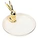 Amosfun Keramikring Teller Bunny Schmuck Tablett Schmuckstück Platte Dekorative Tischplatte Schmuckhalter Organizer für Armband Halskette Ohrring