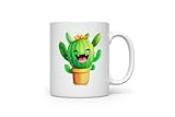 MAXIKIWI - Taza de café o té de cerámica suave y duradera para el hogar u oficina, perfecta para cualquier ocasión, acuarela de cactus feliz, 300 ml
