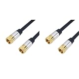 ホーリック アンテナケーブル テレビ用 S-4C-FB同軸 1m 【4K8K放送(3224MHz)/BS/CS/地デジ/CATV 対応】 ブラック アルミヘッド 両側ネジ式コネクタ AC10-372BK (× 2)