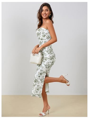 Image of Milumia Women's 2026 Summer Floral Bodycon Maxi Dress Strapless Tube Top Long Dresses Wedding Guest Party