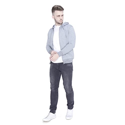 Image of Plain Zip Neck Hooded Winter Cotton Sweatshirt with Full Sleeves