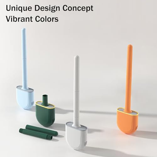 Image of New Brush Removable Toilet Brush, Sewn Soft Plastic Toilet Brush, Toilet Brush and Holder Set, Wall Mounted Toilet Bowl Brush, Compact Toilet Scrub Brush with Holder for Bathroom (Black)