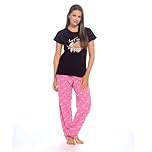 INSIGNIA Ladies Cotton Pyjamas Fun Sleeve Sets Dream Collection (UK, Numeric, 12, 14, Regular, Regular, Black Sloth)