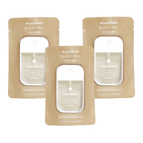 Image of Touchland Hydrating Hand Sanitizer Spray – Beach Coco Trio Set, Dye Free – 3 x 1 FL OZ Travel Size Mists