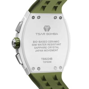 Image of TSAR BOMBA Men's Luxury Quartz Watch, Luminous Dial 5ATM Water Resistance Silicone Strap Men's Wristwatch Ideal Gift for Men