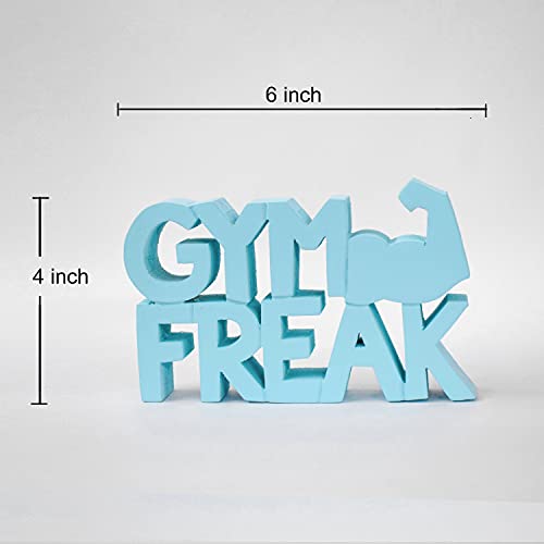 Image of NUKKAD TALES Engineered Wood Gym Freak Blue Quirky Showpiece Home Decor Items Decorative Items For Book Shelf Birthday Gift Items Gift For Gym Lovers (7 X 4.70 Inch)
