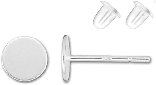 Miniatura 10 de Adabele SS67-3 - 10 pares de aretes de plata de ley chapados en oro real, pin de 0.028 in, 0.118 in (0.12 pulgadas), tablero plano pequeño con