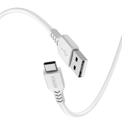 Image of Intex Speed Pro 3A Type USB to C Fast Charging Cable with 480 Mbps, Data Transfer and Tangle-Free Cable For Laptop, BT Speaker, Mobile, Tablet, TWS & Other Type C Devices, Strong TPE Cable - White