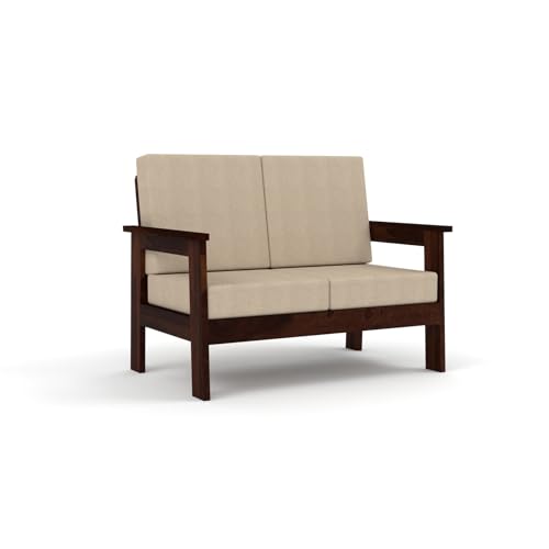 Image of Sheesham Wooden 4 Seater Sofa for Living Room | Solid Wood Sofa | Rosewood Sofa Set for Home & Office | Lounge (Walnut, 4 Seater)