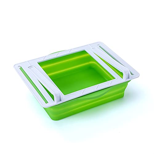 Cuisine Silicone Réfrigérateur pliable Armoire de rangement Végétal Basket Panier Porte-fruits et outils de fruits (Color : Green, Number of Tiers : 1 tier)