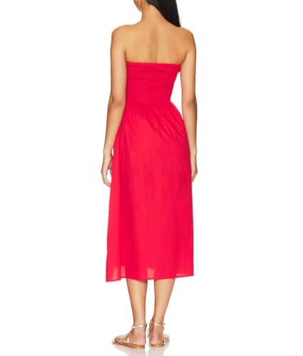 Image of Aigeman Women Strapless Tube Maxi Dress Flowy Swing Long Beach Sundress Sleeveless Boho Summer Dress with Pokets 330