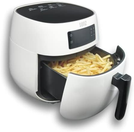 SenzTronics 4.3 Quart Air Fryer, Electric Hot Air Fryers Oilless Cooker with Digital LCD Touch Screen, Nonstick Basket, 1400W, UL Listed (White)