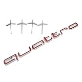 Automobile Quattro Badge ABS Letter Decoration Compatible For Audi TT RS A1 A3 A5 A7 Q5 Q2 Q3 S4 B5 B6 - Stylish Front Grille Logo(Silver red)