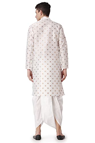 Image of Royal Kurta Men's Silk Blend Printed Kurta Dhoti Set