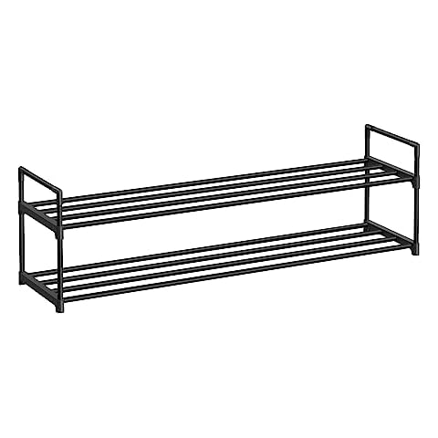 SONGMICS 2-Tier Black Shoe Rack Cover