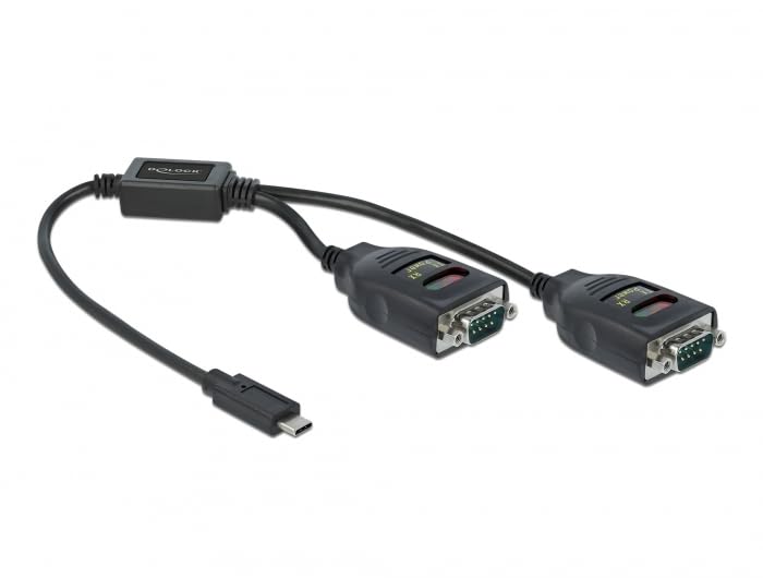 DeLOCK 90494 cable de serie Negro 0,35 m USB Type-C RS-232 DB9