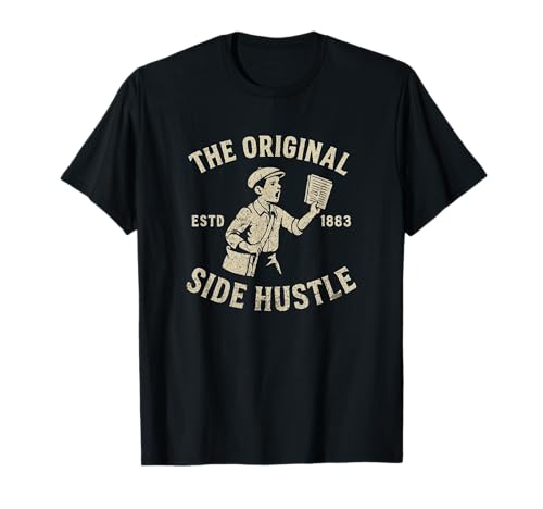 Retro Newspaper Boy Graphic | Original Side Hustle Art...