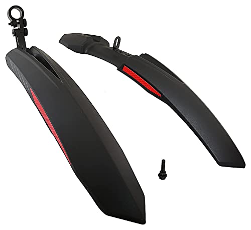 Image of Bicycle Front & Rear Mudguard with Reflective Tapes (Black Red)