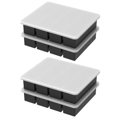 Lot de 4 bacs de congélation en silicone avec couvercle, grande soupe en silicone, moules à congélation facile à démouler en silicone pour aliments bac à glaçons multifonctions bac à glaçons pour