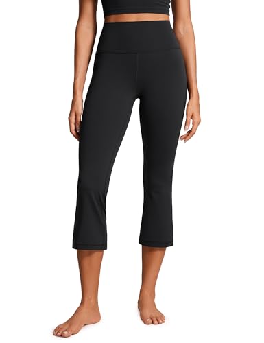 CRZ YOGA Womens Butterluxe High Waisted Flare Capris Leggings 23 - Bootcut Yoga Pants Cropped Lounge Casual Comfy Black Medium