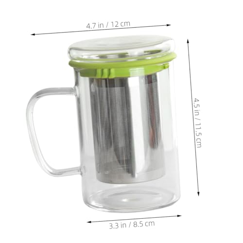 Mug transparent avec infuseur thermique et couvercle ergonomique vert