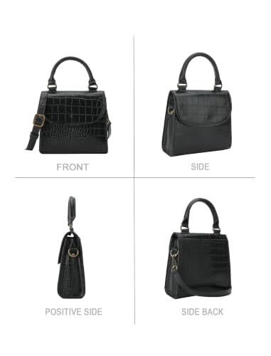 Bolso pequeño para mujer con asa superior y bandolera ajustable, hecho de cuero vegano | Bolso tipo satchel o tote, clutch para hombro miniatura 5