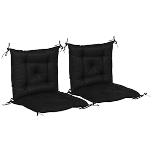 Outsunny Conjunto de 2 Cojines para Silla Cojines para Jardín Colchones de Banco con Respaldo 6 Cordones de Fijación 50x98x8 cm Negro