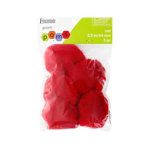 Essentials By Leisure Arts Pom Poms, Red -2.5