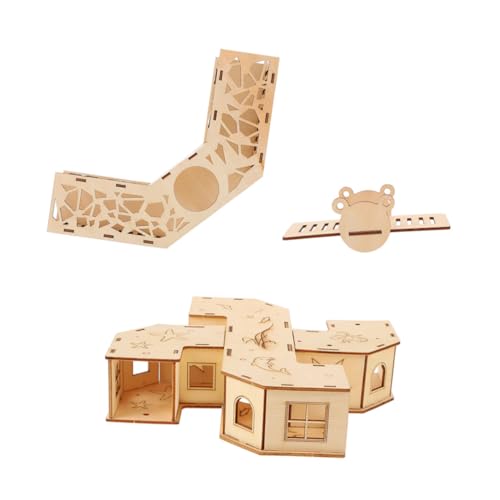 LEDMOMO 小動物用ネルおもちゃ 耐噛み強化 木製迷路とシーソー ハムスター運動遊具 研磨仕上げ 持ち運び簡単 ペットの隠れ家と遊び場