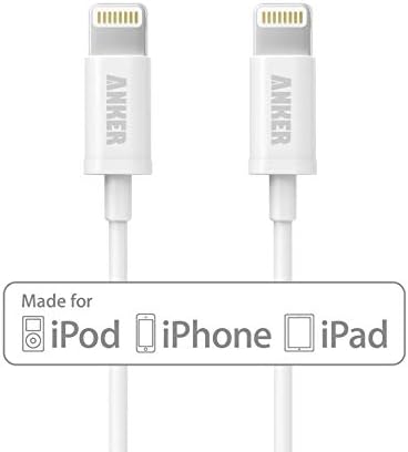 Anker [Apple MFi Certified] [2-Pack] 3ft / 0.9m Premium Lightning to USB Cable with Ultra Compact Connector Head for iPhone Xs/XS Max/XR/X / 8/8 Plus / 7/7 Plus, iPod and iPad (White)