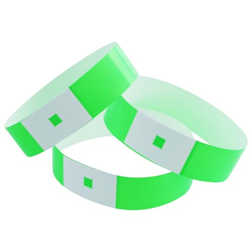 1100 Piezas Pulseras Emergencia Verdes, Resistentes al agua y Primera calidad Pulseras con cierre de seguridad deslizante irrompible,Pulseras plástico,para Control Acceso