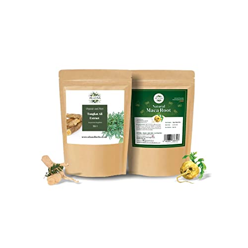 Natural Testosterone Booster Twin Power- Maca Root and Tongat A Extract Powder -High Strength - No Fillers (100G Pack of 2)