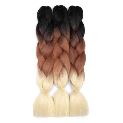 Extensiones para trenzas de ganchillo Ubric de 24 pulgadas negro y rubio