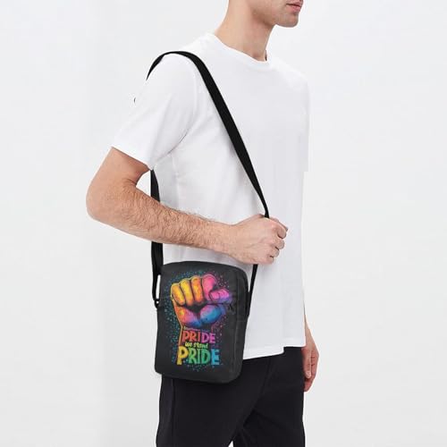 Small Messenger Bag Rainbow Fist Pride Black Crossbody Bag for Men Women Sling Shoulder Bags for Phone Passport3